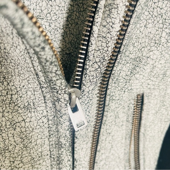 IRO Ilaria Ribbed Distressed Lamb Leather Biker Jacket Off-white Size 8 - Picture 8 of 15